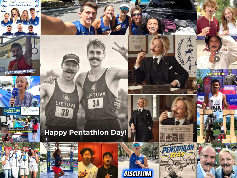 La comunidad mundial del pentatlón celebra el Día Pierre de Coubertin 2026 con bigotes y desafío